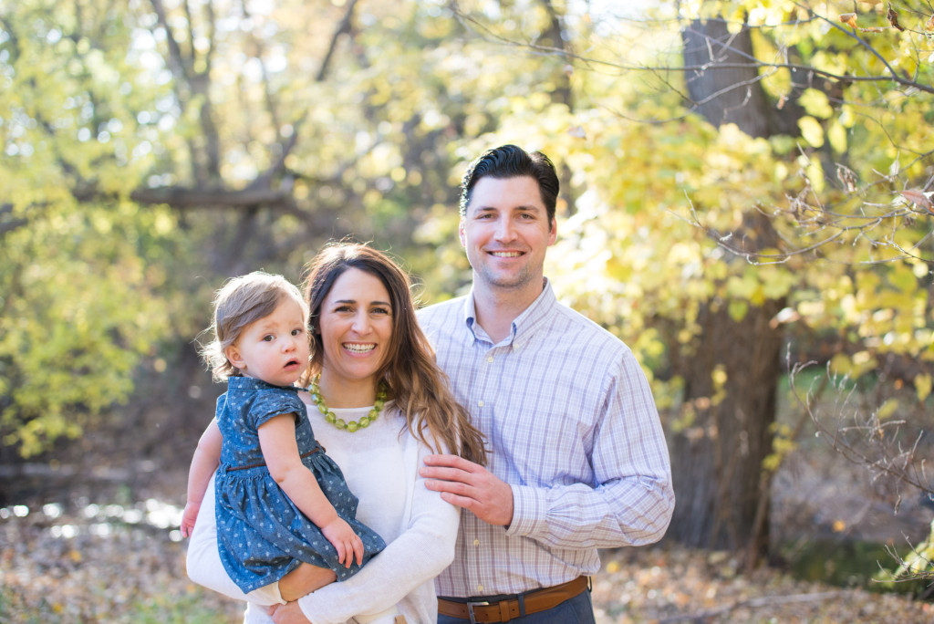 Julie, Jeff, and Zoe at Minnehaha Creek Park in Minneapolis, MN