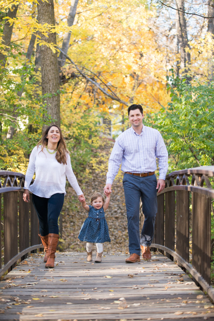 Julie, Jeff, and Zoe at Minnehaha Creek Park in Minneapolis, MN