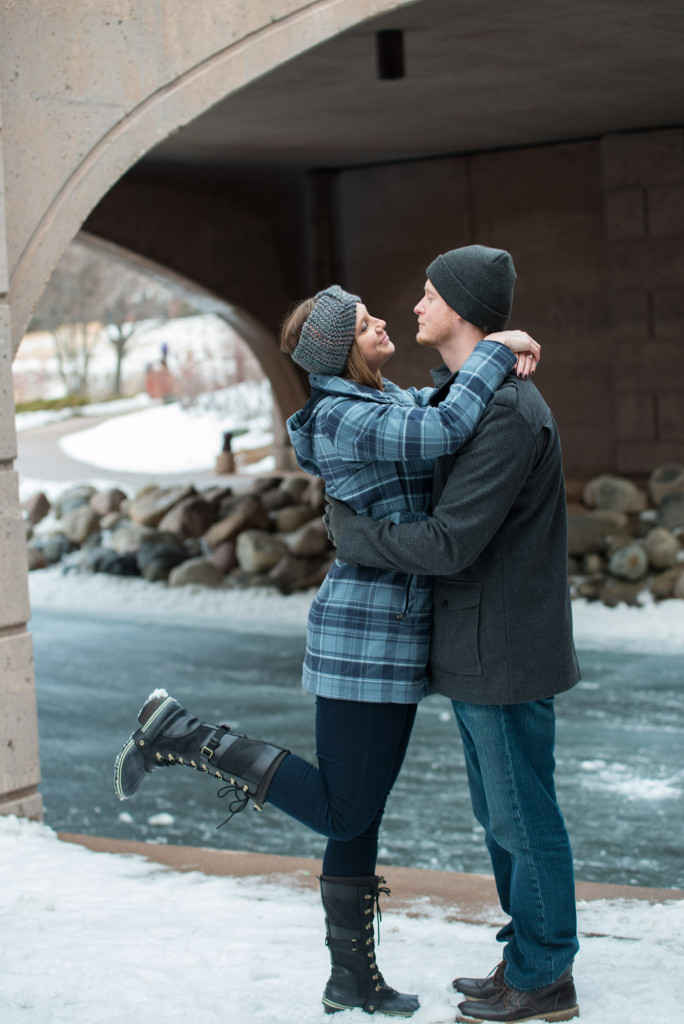 Michelle and Cody's winter engagement session at Centennial Lakes Park in Edina, MN