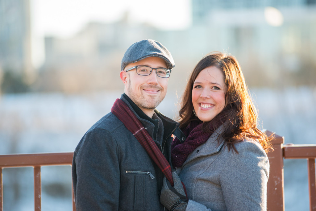 Carolyn and Charles's winter engagement at Stone Arch Bridge in Minneapolis, MN