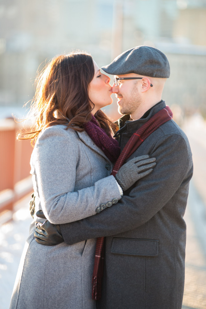 Carolyn and Charles's winter engagement at Stone Arch Bridge in Minneapolis, MN