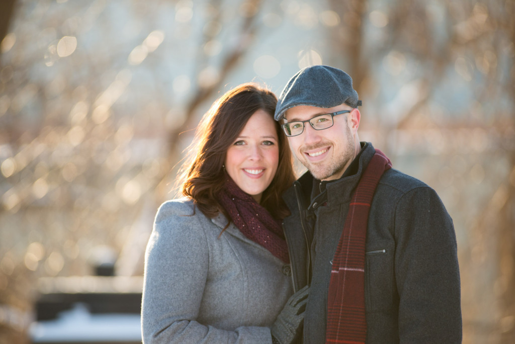 Carolyn and Charles's winter engagement at Stone Arch Bridge in Minneapolis, MN