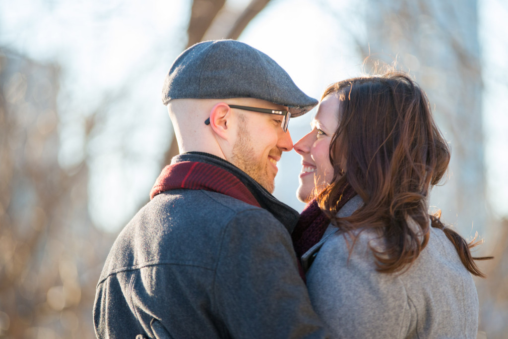 Carolyn and Charles's winter engagement at Stone Arch Bridge in Minneapolis, MN
