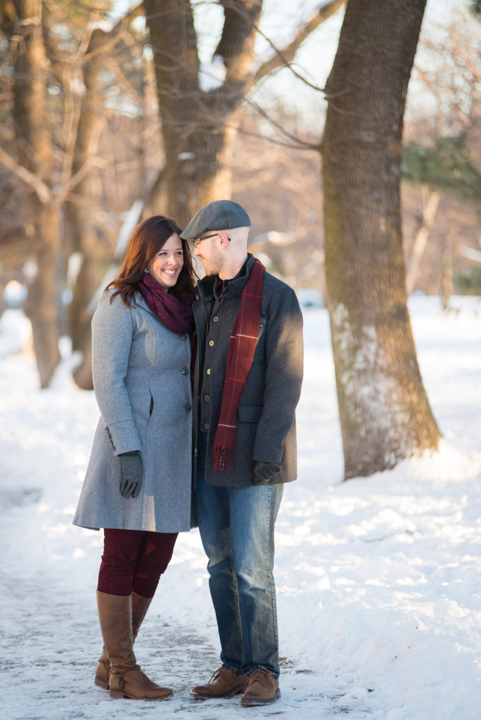 Carolyn and Charles's winter engagement at Stone Arch Bridge in Minneapolis, MN