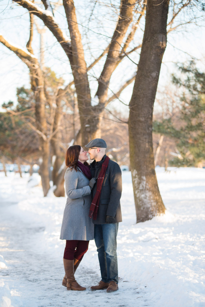 Carolyn and Charles's winter engagement at Stone Arch Bridge in Minneapolis, MN