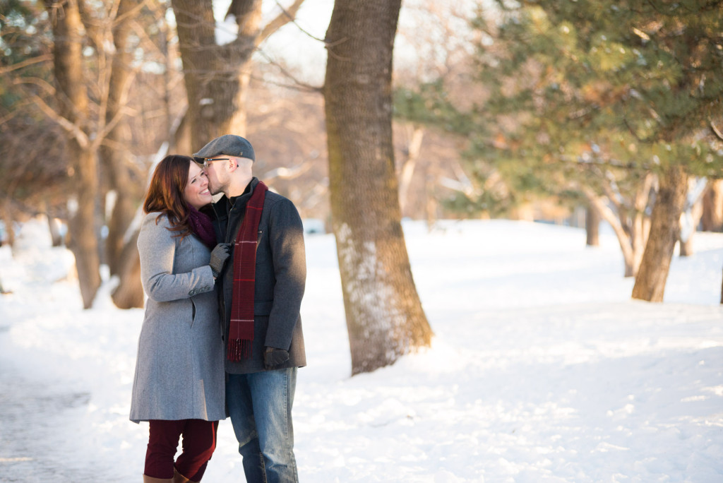 Carolyn and Charles's winter engagement at Stone Arch Bridge in Minneapolis, MN