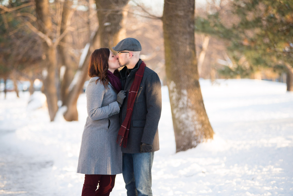 Carolyn and Charles's winter engagement at Stone Arch Bridge in Minneapolis, MN