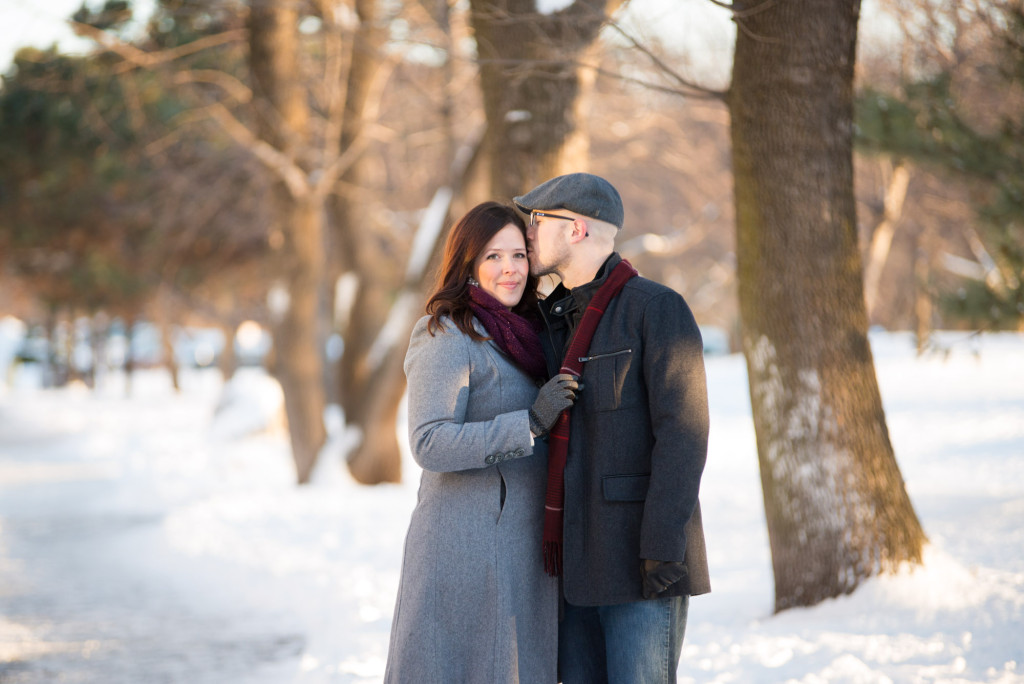 Carolyn and Charles's winter engagement at Stone Arch Bridge in Minneapolis, MN