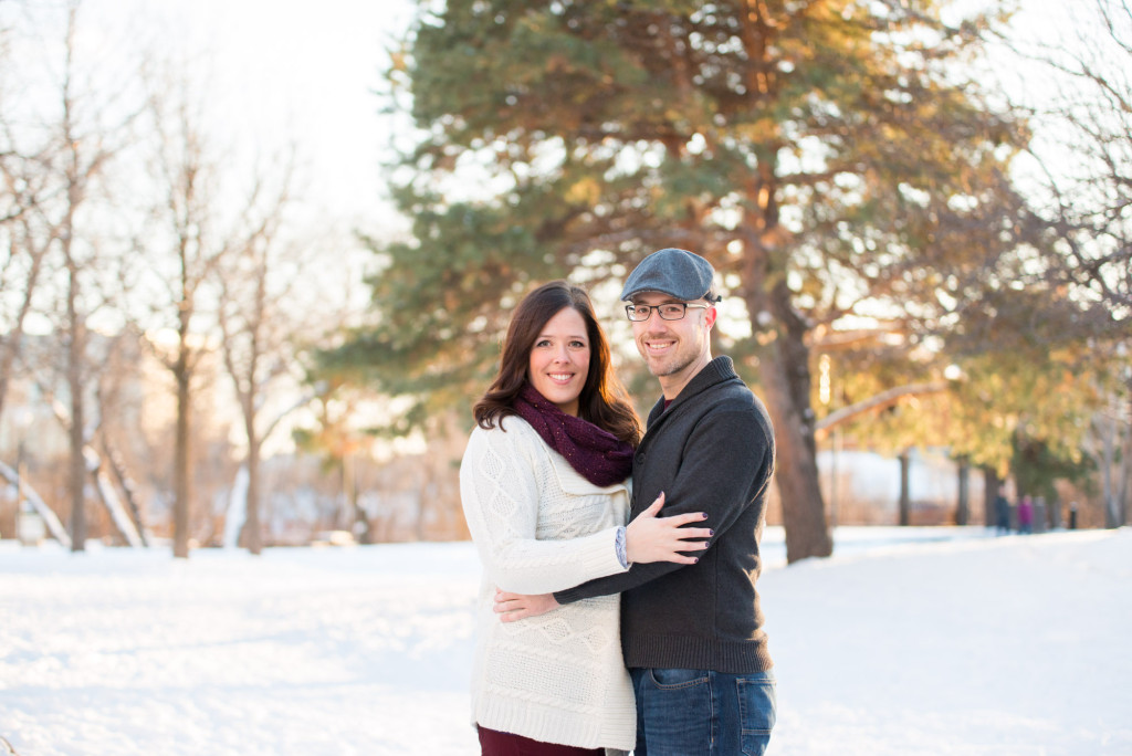 Carolyn and Charles's winter engagement at Stone Arch Bridge in Minneapolis, MN