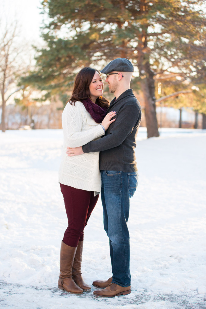 Carolyn and Charles's winter engagement at Stone Arch Bridge in Minneapolis, MN