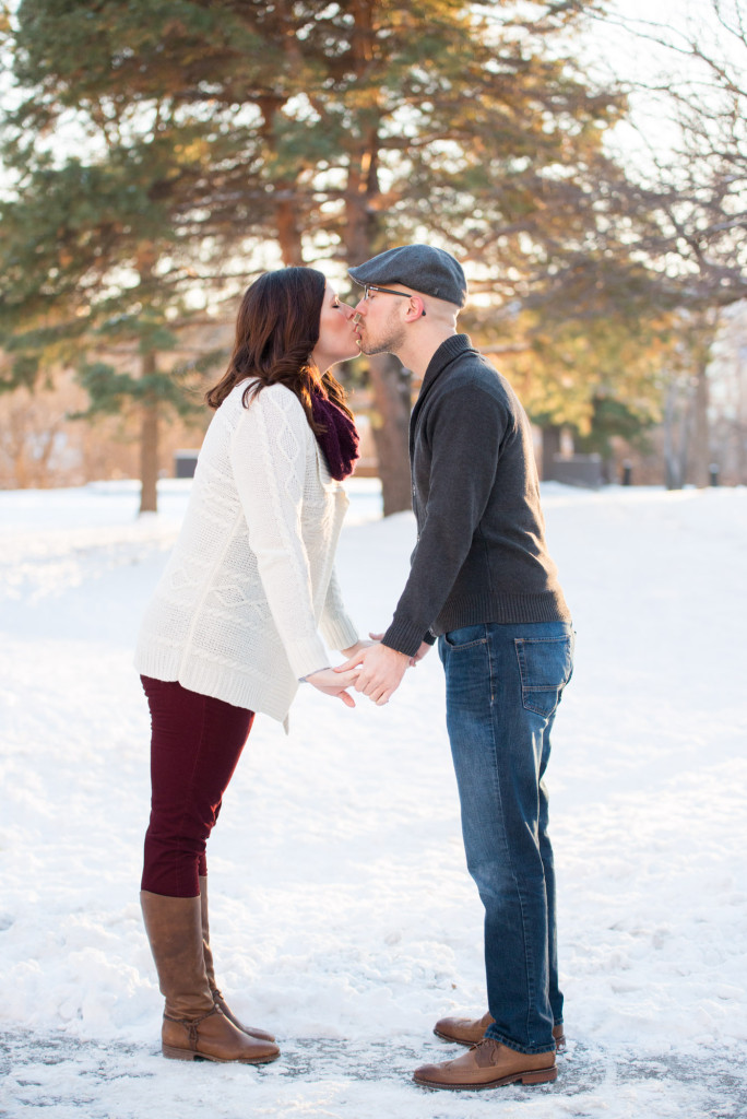 Carolyn and Charles's winter engagement at Stone Arch Bridge in Minneapolis, MN