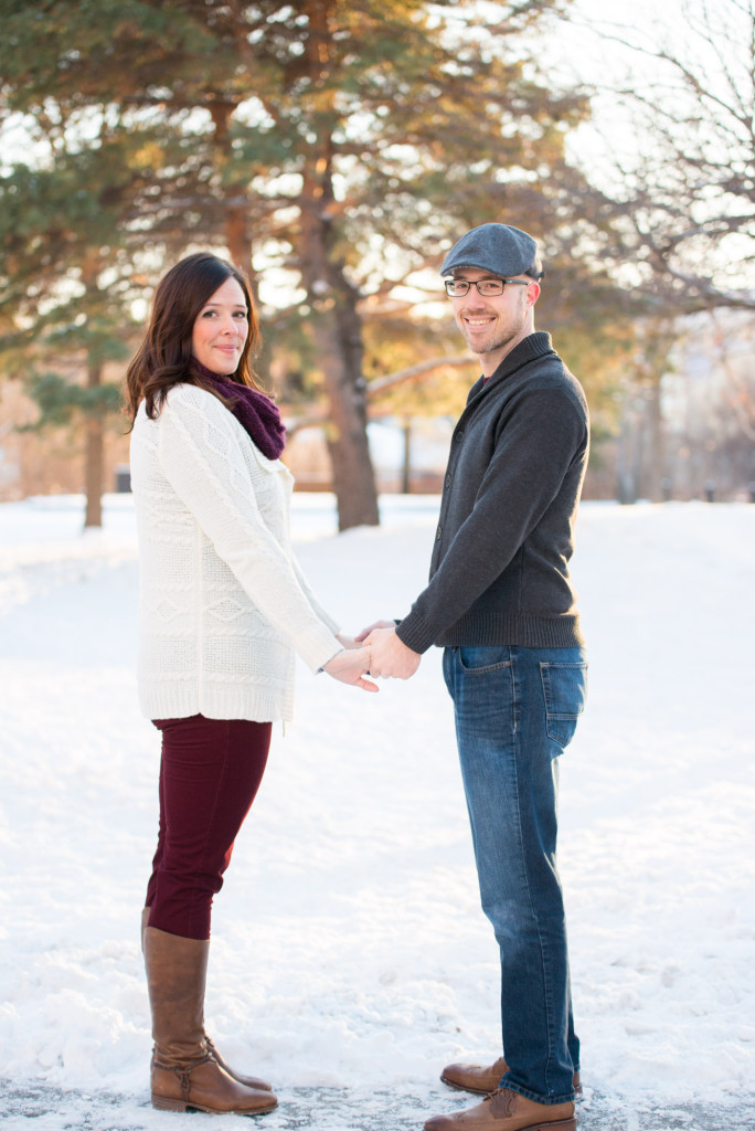 Carolyn and Charles's winter engagement at Stone Arch Bridge in Minneapolis, MN