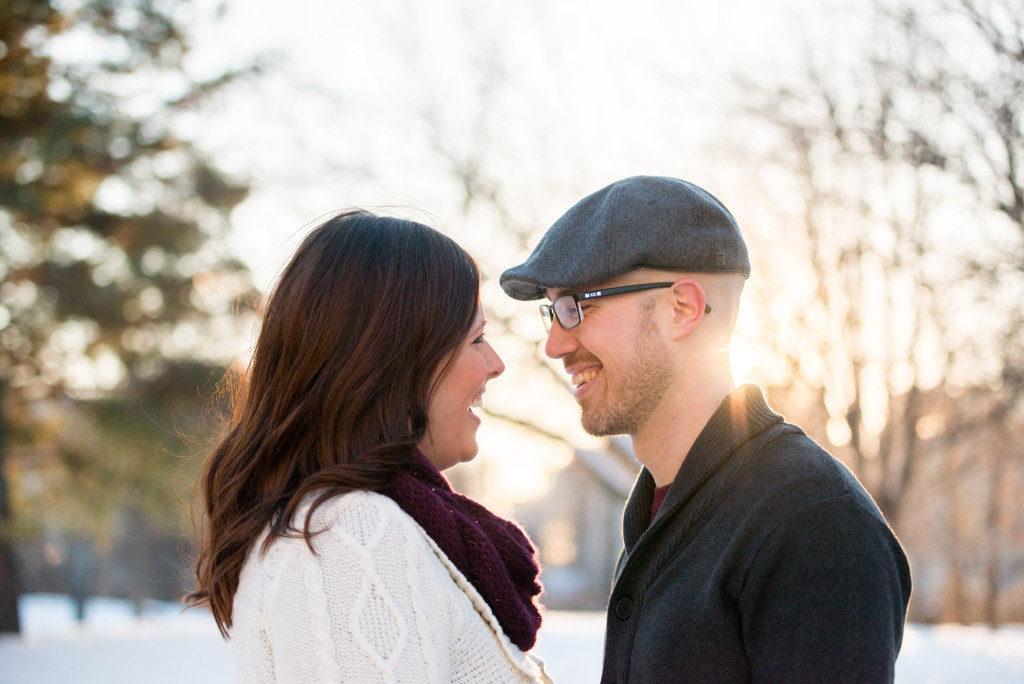 Carolyn and Charles's winter engagement at Stone Arch Bridge in Minneapolis, MN