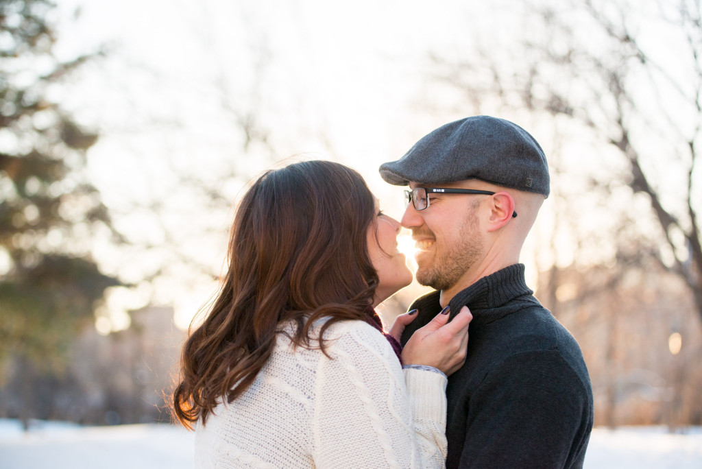 Carolyn and Charles's winter engagement at Stone Arch Bridge in Minneapolis, MN
