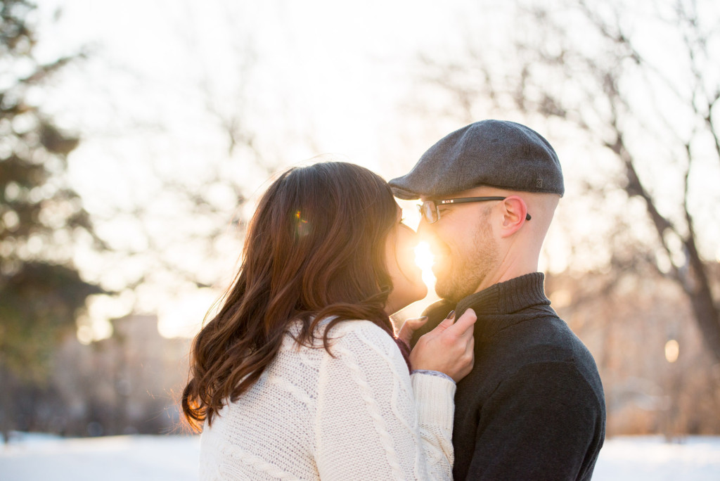 Carolyn and Charles's winter engagement at Stone Arch Bridge in Minneapolis, MN
