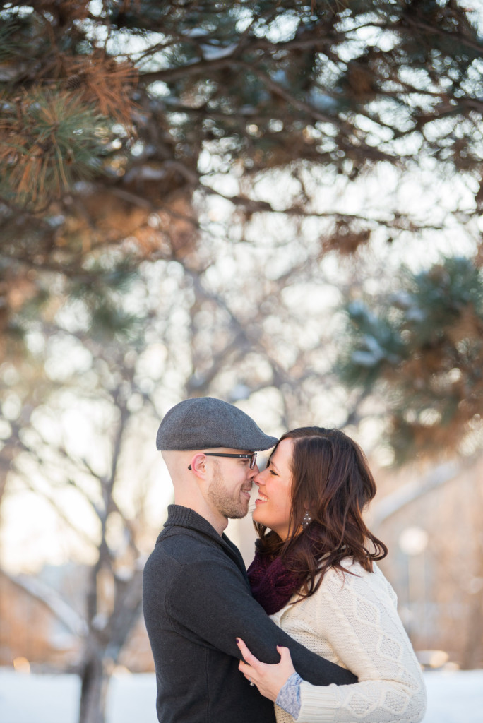 Carolyn and Charles's winter engagement at Stone Arch Bridge in Minneapolis, MN