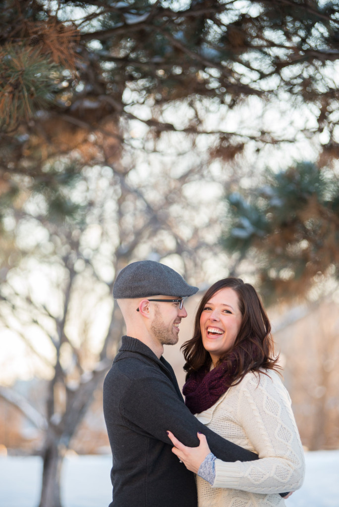 Carolyn and Charles's winter engagement at Stone Arch Bridge in Minneapolis, MN