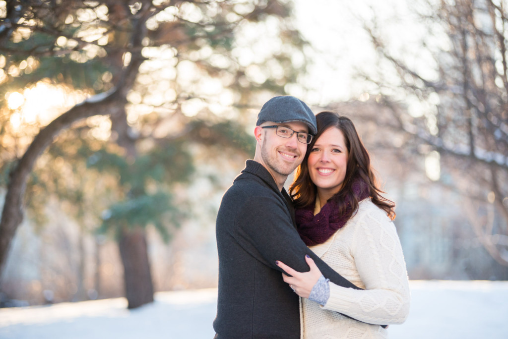 Carolyn and Charles's winter engagement at Stone Arch Bridge in Minneapolis, MN