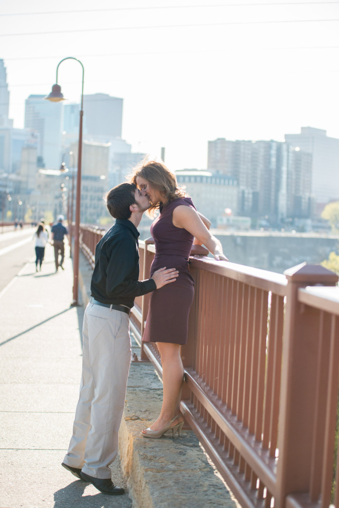 Jacqueline and Alex's spring engagement session at Stone Arch Bridge in Minneapolis, MN