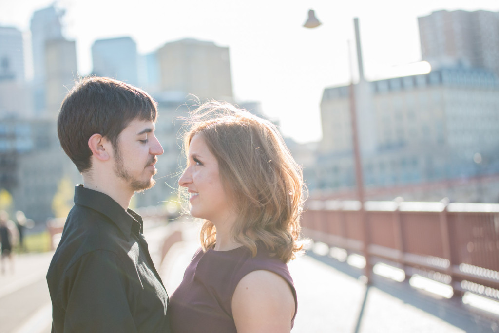 Jacqueline and Alex's spring engagement session at Stone Arch Bridge in Minneapolis, MN