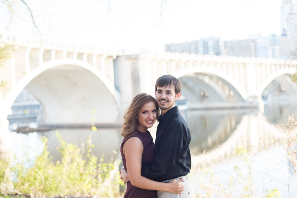 Jacqueline and Alex's spring engagement session at Stone Arch Bridge in Minneapolis, MN