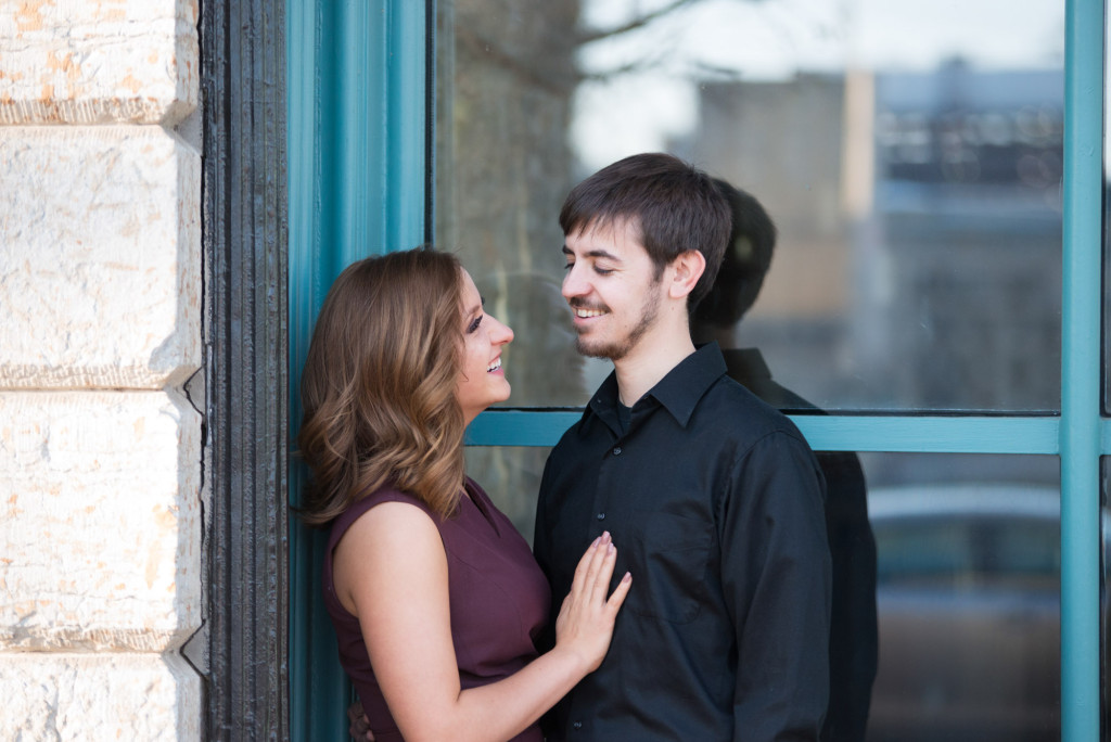 Jacqueline and Alex's spring engagement session at Stone Arch Bridge in Minneapolis, MN