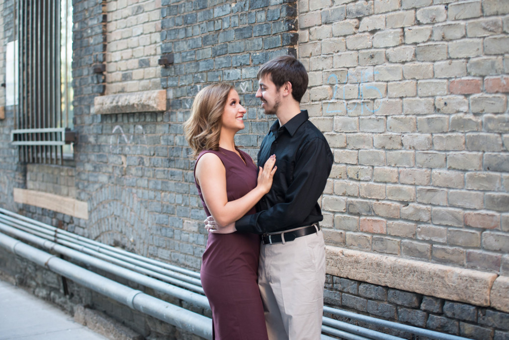 Jacqueline and Alex's spring engagement session at Stone Arch Bridge in Minneapolis, MN