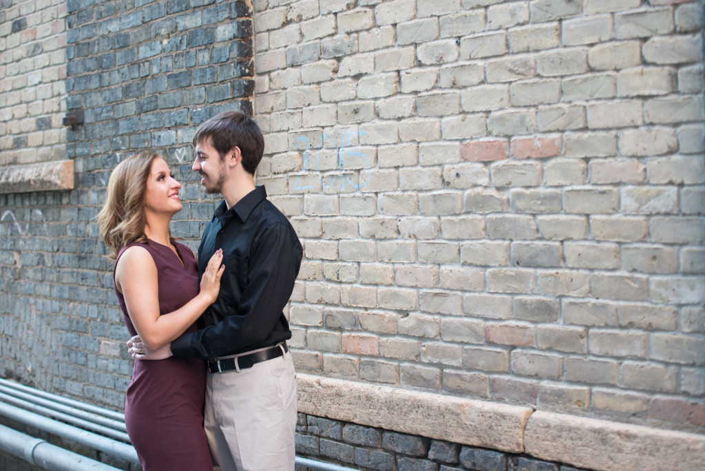 Jacqueline and Alex's spring engagement session at Stone Arch Bridge in Minneapolis, MN