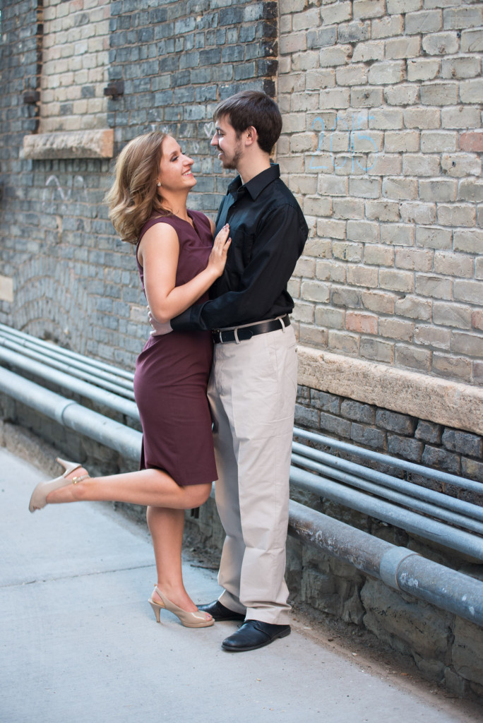 Jacqueline and Alex's spring engagement session at Stone Arch Bridge in Minneapolis, MN